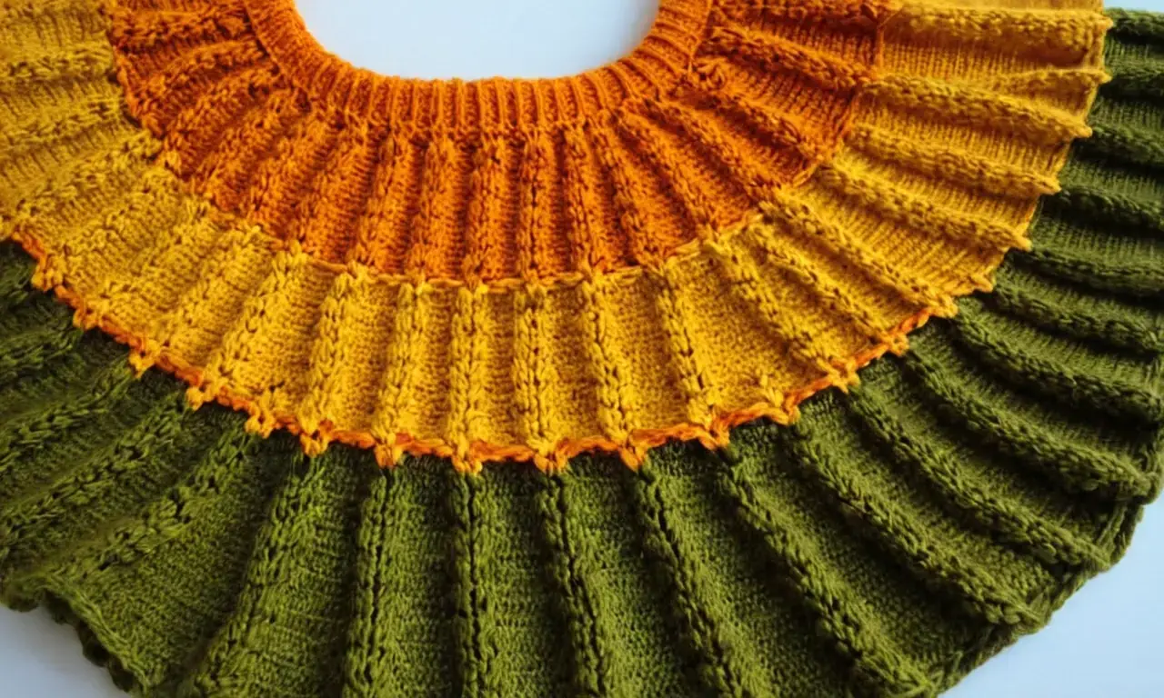 Baby Poncho round 8 knitting pattern includes making a yoke for warmth